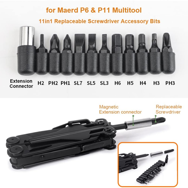 Maerd P6 P11 Multitool Accessory Tools Set, Screwdriver Magnetic Extender