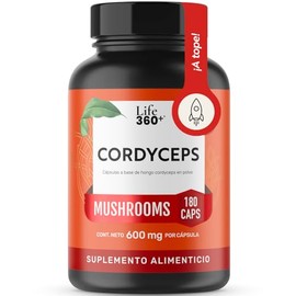LIFE 360 Cordyceps  Extracto Puro de Hongo Cordyceps 1200mg, 180 Cpsulas  Suplemento Alimenticio a Base de Cordycep militaris en polvo                
