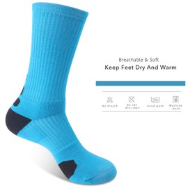 OLCHEE Boys Sock Basketball Soccer Hiking Ski Athletic Outdoor Sports Thick Calf High Elite Crew Sock 6 Pack B, Size L