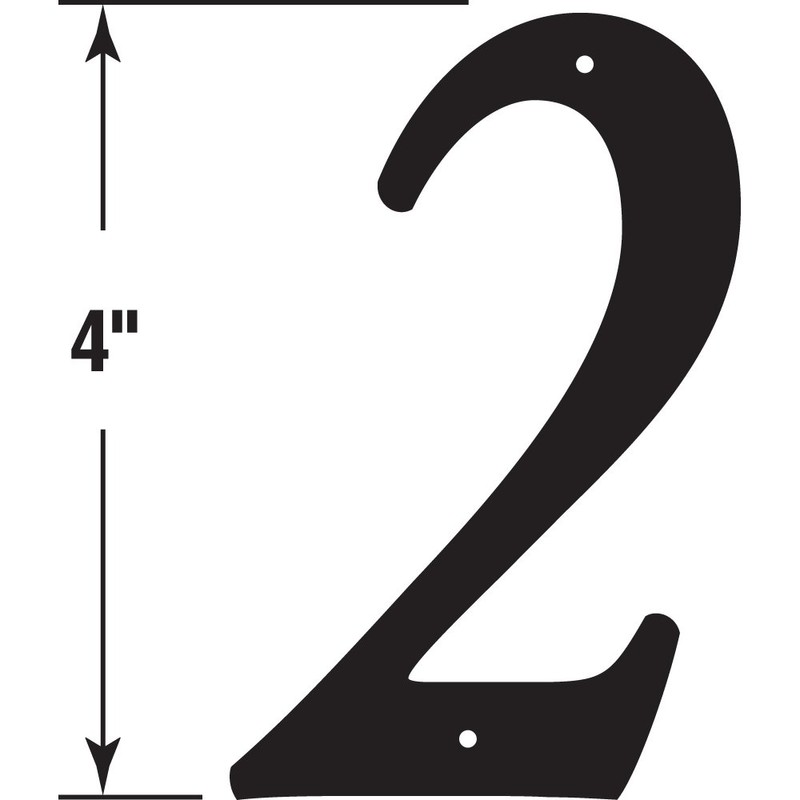 Prime-Line MP4112 4 In. House Number 2, Diecast, Black Finish