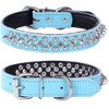 haoyueer Adjustable Genuine Leather Spiked Studded Dog Collars for Small