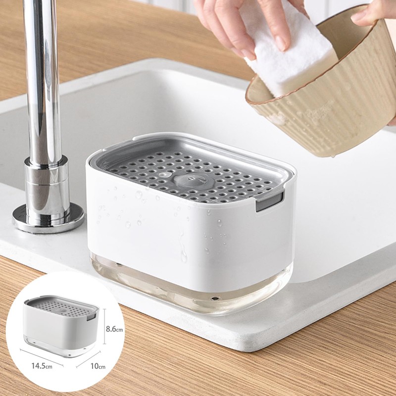 RUFCRIL Soap Pump Dispenser and Sponge Holder with Sponge, 10
