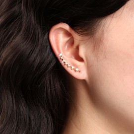 Sttiafay Boho Crystal Ear Crawler Earrings Cubic Zirconia Ear Climber Earrings Gold Rhinestone Stud Earrings Cz Ear Climber Hook Earrings Jewelry for Women