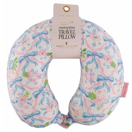 Simply Southern Memory Foam Travel Neck Pillow, 6 Patterns Available - Pink Paisley, Whale, Oyster, Watercolor, Reef, Ribbon (Ribbon)