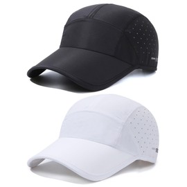 TAGVO Baseball Cap Men Women Pack of 2 UV Protection Casual Drying and Breathable Adjustable Baseball Cap, Lightweight Foldable Running Sports Cap for Outdoor Tennis, Golf, Fishing, Travel, Hiking