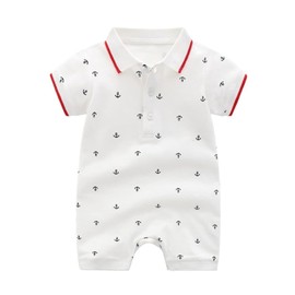 Auro Mesa Baby Boys Polo Romper Short Sleeve Collared Cotton One-Piece Coverall Summer Baby Stuffs outfits