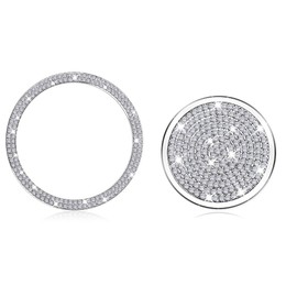 MARCHFA Gear Shift Knob Decals Custom Fit for Evoque 2011 2012 2013 2014 2015 2016 2017 Rhinestone Crystal Sticker Accessories (Silver, 2 Pcs)