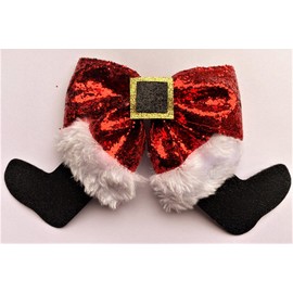 Christmas Hair Bows Hair Clip Ties Glitter Sequin Large Santa Ribbon Bowknot Headband Christmas Ponytail Red Fluffy Hair Bow