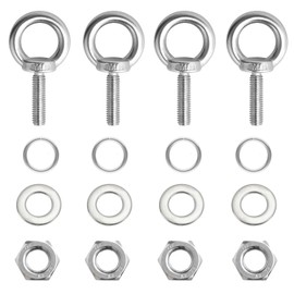 4 Sets M8 Eyebolt with Nut, Stainless Steel Eye Bolts and Nuts, M8 x 80mm Lifting Long Eye Bolt with Nut, Heavy Duty Ring Eyebolt Thread Screws for Hanging Living Lifting Items, Silver