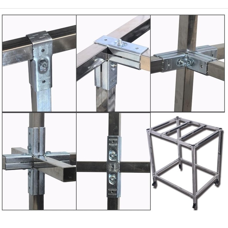 2 Pcs 1" x 1" 2 Way End Rails Square