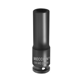Meccion 3/8 Inch Drive Impact Socket 10mm Metric, 6 Point Cr-Mo Deep Socket, 63mm Length