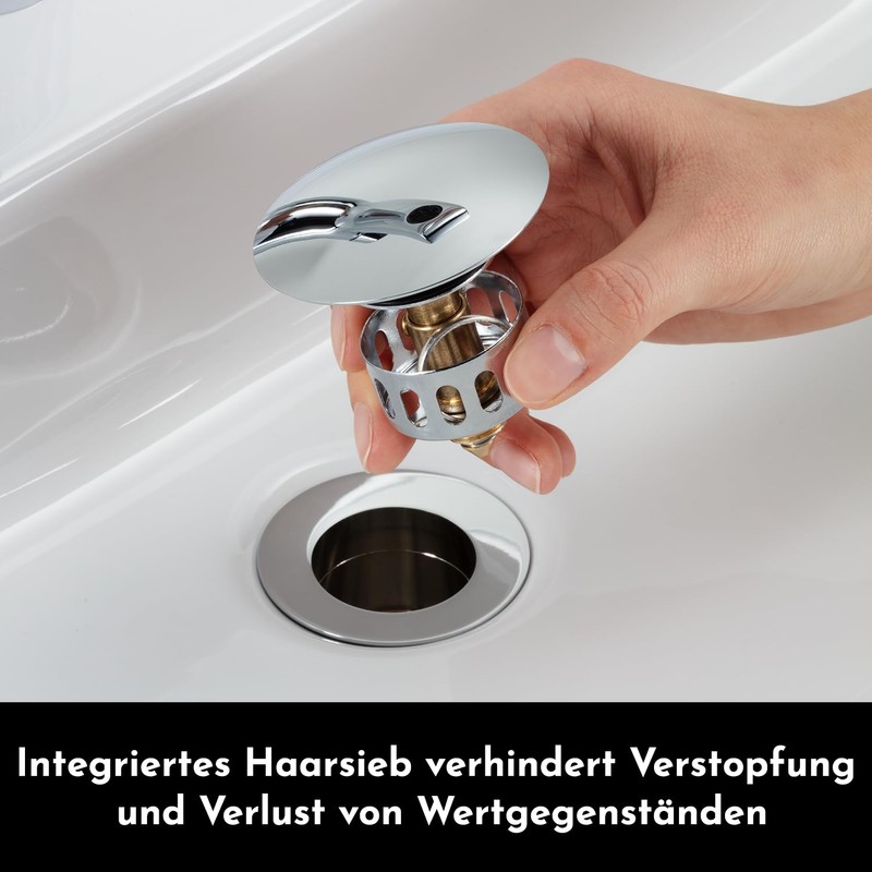 Bürstenking Sink Drain Fitting - Drain Valve with Hair Strainer