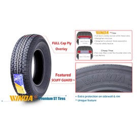 WINDA Trailer Tire Wheel Assembly ST225/75R15 10-Ply E 117L 6 Lug on 5.5" PCD Black Mod Rim