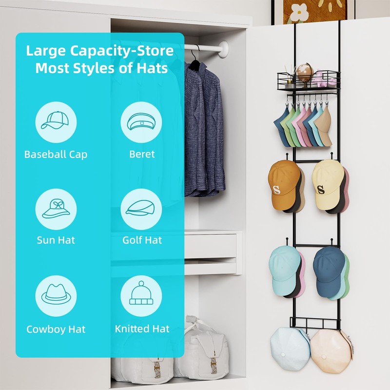 VITVITI Over the Door Hat Rack Organizer, 4 Tier Cowboy