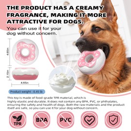 Squeaky Donut Dog Toy for Aggressive Chewers，Doughnut shaped dog chewing toy with a creamy aroma，for Aggressive Chewers Medium Large Breed，Indoor and Outdoor Toys for Dogs (Pink)