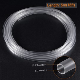sourcing map PVC Transparent Hose Vinyl Tubing 5mm ID 6mm OD 5m Flexible Lightweight for Water Tube,Air Tube