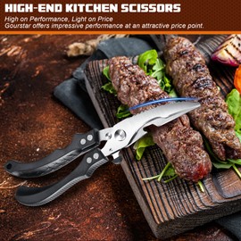Heavy Duty Poultry Shears, Kitchen Scissors for Food Spring Loaded with Safety Lock, Kitchen Shears for Food Meat Shears, Stainless Stain Poultry Scissors for Chicken, Bone, Fish, Turkey