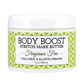 Body Boost Fragrance Free Stretch Mark Butter, 8 oz, Pregnancy and Nursing Safe Skin Care