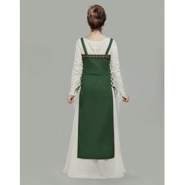 miccostumes Women's Viking Apron Medieval Strappy Over Dress with Belt (green, XL)