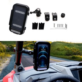 West-xingzhe UTV Phone Mount Waterproof UTV Accessories Compatible with Polaris RZR Ranger General Pioneer Talon Can Am Commander Maverick x3 with 1.75"-2" Roll Bar Cage Bike Motorcycle Phone Holder