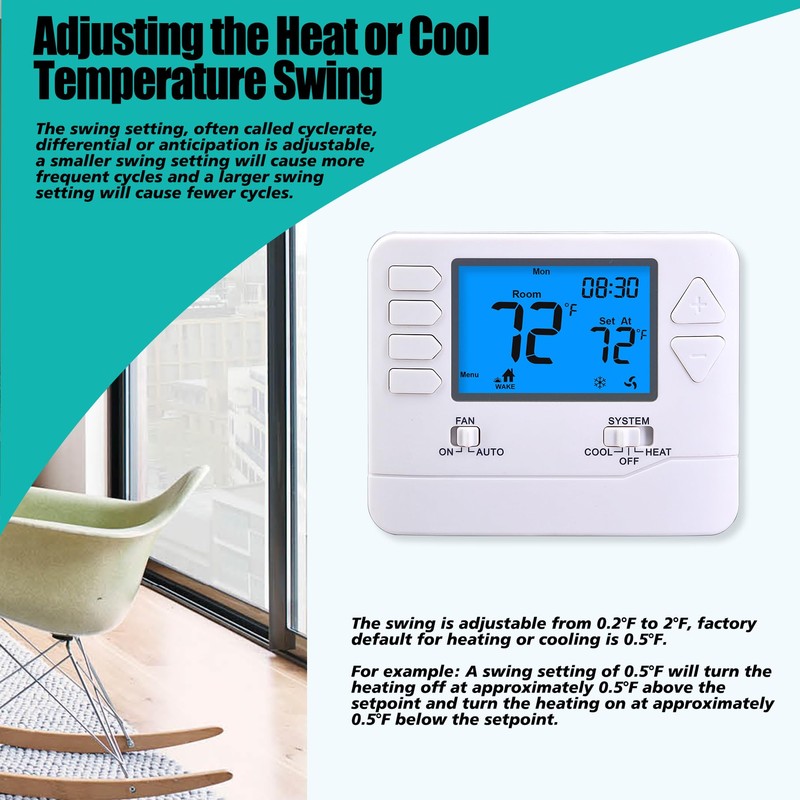 Suuwer 5-1-1 Day Programmable Thermostats for Home 1 Heat/ 1