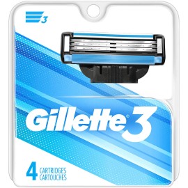 Gillette New Gillette 3 Men's Razor Shaving Cartridges, 4 Count Carded Pack