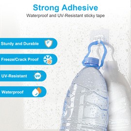 24 PCS Hooks for Outdoor String Lights Clips, Heavy Duty Cable Clips Hooks for Hanging Christmas Lights With Waterproof Adhesive Strips , UV-Resistant Wall Wire Cord Holder for Porch Patio Decor