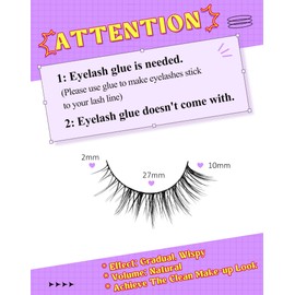 Natural Eyelashes, Wispy Eye Lashes, Gradient Volume Lashes, Natural Look, Short False Eyelashes, 7 Pairs, HL50