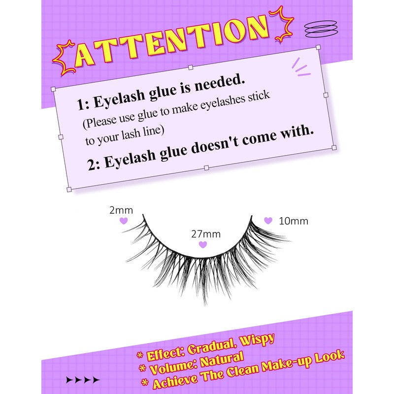 Natural Eyelashes, Wispy Eye Lashes, Gradient Volume Lashes, Natural Look,