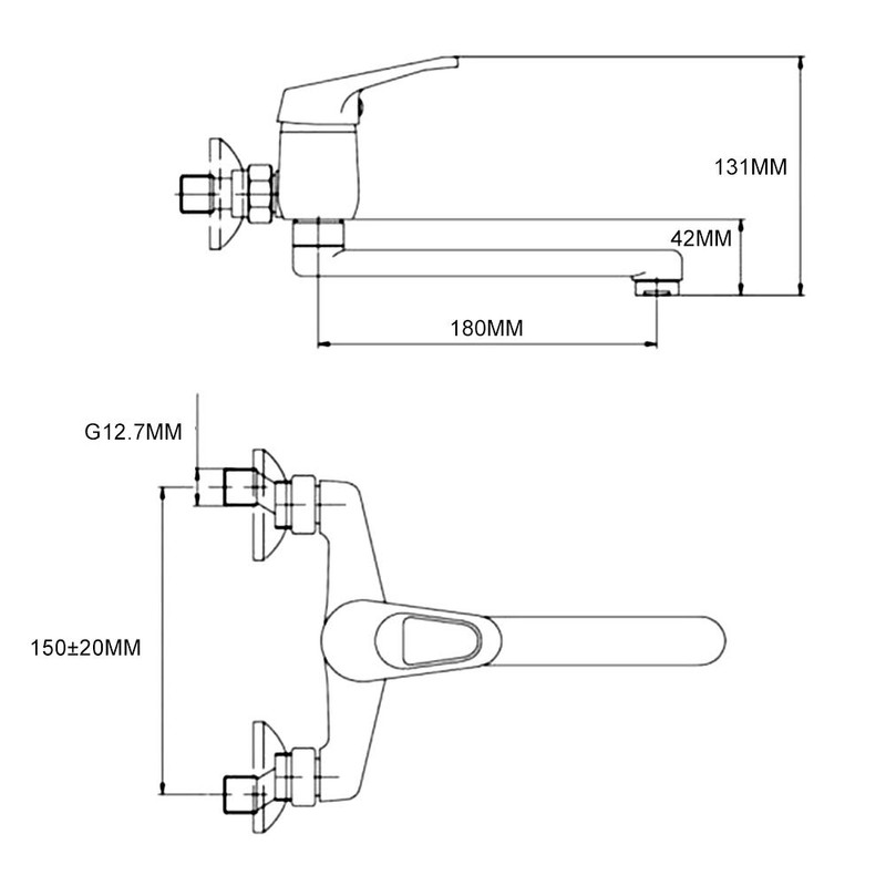 Kitchen Tap, Wall Mounted Basin Mixer Tap, Kitchen Tap, Single