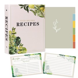 Recipe Binder - 3 Ring Binder Recipe Book with Plastic Sleeves, 50 Recipe Cards, and Dividers - to Write Your Own Recipes, Organize and Preserve Your Family's Secret Recipes