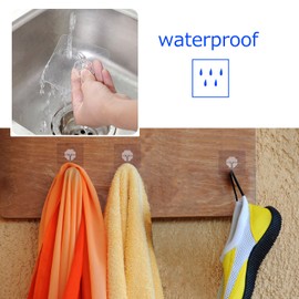 Reusable Adhesive Wall Hooks, 22 lbs/Heavy Duty Wall Hanger Stickers with Stainless Hooks- No Damage Wall Ceiling Decoration Hanging Coats Paintings Bags for Bathroom Kitchen Living Room (Clear, 8PCS)
