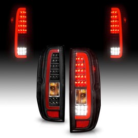 AmeriLite for 2005-2021 Nissan Frontier D40 2009-2012 Suzuki Equator C-Type LED Black Replacement Tail Lights Assembly Set - Passenger and Driver Side