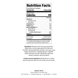 Isagenix Energy Bites - Healthy High-Protein Bars for Energy Support - Gluten-Free & Soy Free - Non-GMO & Vegan - Includes 65 mg of Green Tea Caffeine - Peanut Butter Chocolate Chip, 10 Count