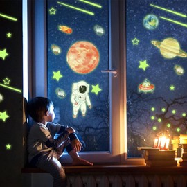 849 Piezas Estrellas Fluorescentes para Techo Pegatinas Luminosas Decorativas Decoraciones de Astronautas y Cohetes para Niños