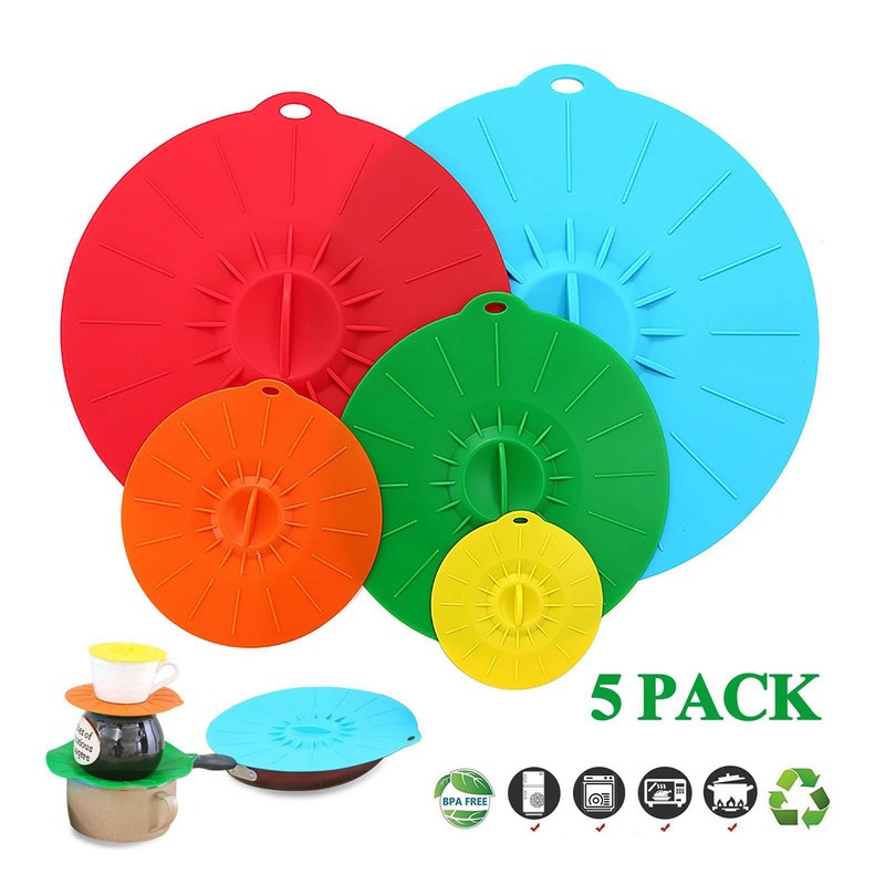 5Pcs/Set Multifunctional Bowl Lid Food Grade Silicone Vacuum Sealing Cover