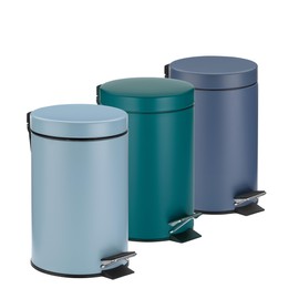 Kela Kosmetikeimer blau 3l, Metall Tretmülleimer Badezimmer, Badmülleimer mit Inneneimer und Tragehenkel, MONACO, frostblau matt