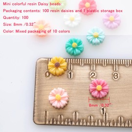 Youmeizer 100PCS Mini Colorful Artificial Resin Daisy Craft Embellishments Flower Beads for DIY Handmade mini Dollhouse Scrapbooking Miniature Landscape mini Decoration（10 Colors Mixed）