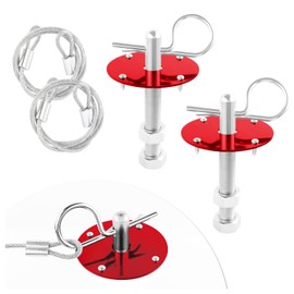 Hood Pins Kit for Car - Stainless Steel Hood Pin Lock Clip with Racing Lanyard for Fixing Car Hood Cover & Reduce Shaking - Universal Car Mods Exterior Accessories Fits Most Car Truck SUV (Red)