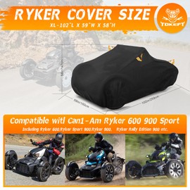 Tokept Premium Ryker Cover Waterproof Heavy Duty UV Resistant Indoor Outdoor Protection Full Cover, Compatible with Can-Am Ryker 600 900 Sport with Reflective Strip (XL)
