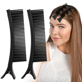 Yuanchu 2 Pcs Sectioning Hair Clips for Styling, Grip Clips for Hair Sectioning Clips with Nonslip Grip and Comb Efficient Coloring Cutting Home DIY Accessories Brush-Like Top Sectioning Bottom