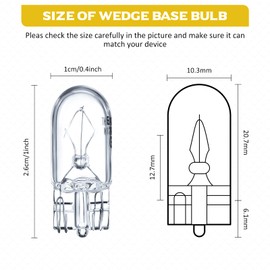 Honoson 1/4 Wedge Base 12V 5W Bulb Clear Krypton Light Bulb for Landscape, RV and Cabinet Lighting (50 Pieces)