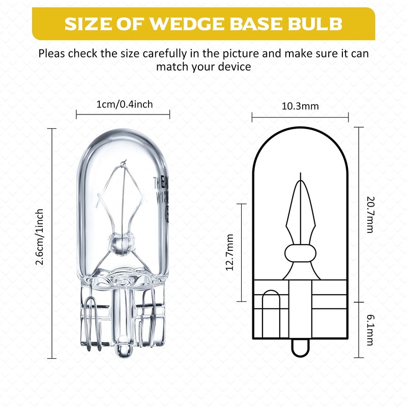 Honoson 1/4 Wedge Base 12V 5W Bulb Clear Krypton Light