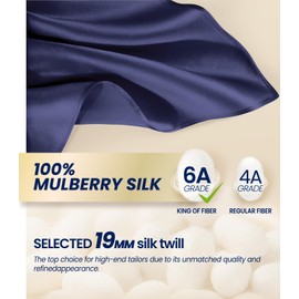 Selected Hanky 100% Pure Silk Pocket Square Solid Color, Navy, One Size