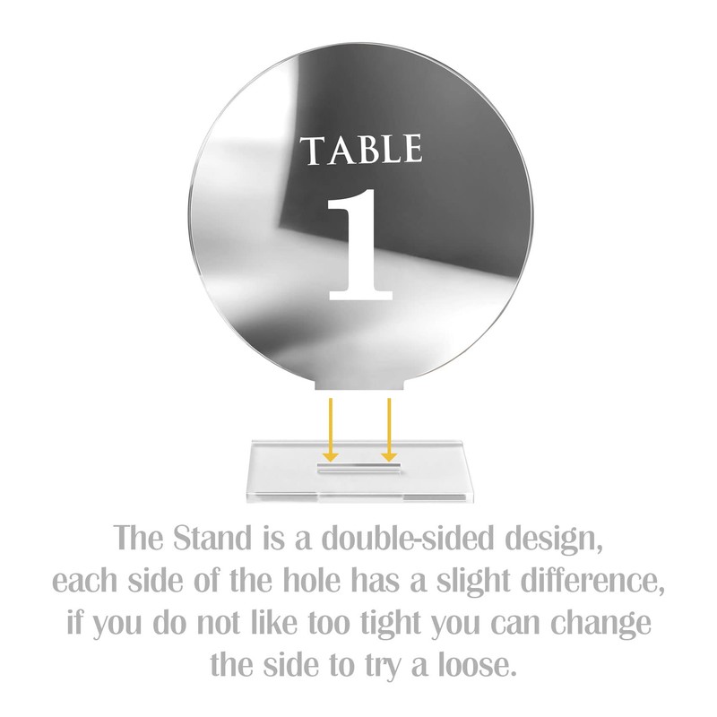 HZGUEOSTB Acrylic Wedding Table Numbers 1-15 with Stands,4.8"Round Mirror Gold