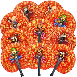 Bestage 20 Pcs Chinese Lunar New Year 2025 Decorations Chinese Paper Fans Oriental Handheld Japanese Round Folding Party Fans for Chinese Spring Festival Wedding Party Birthday Favors Decorations