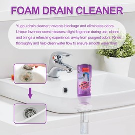 Yugou Foaming Drain Cleaner, Sink Drain Cleaner and Deodorizer for Kitchen Sinks, Shower Drains, Tubs (Lavender, 2pcs)