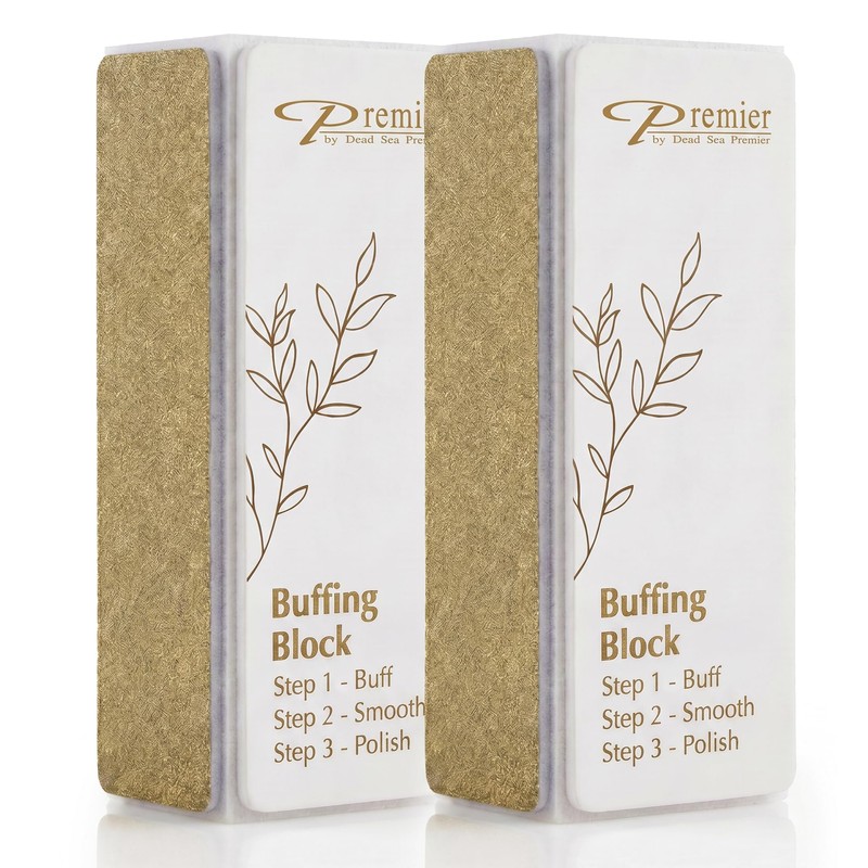 Premier Dead Sea 3-Step 4-Surface Nail Buffing Block,Pack of 2