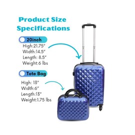 SIAM'S Lightweight Hardside 4-Wheel Spinner Luggage Set 20 INCH (BLUE)