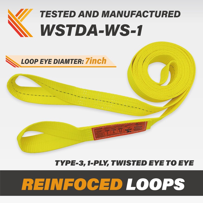 1-Ply Webbing Sling 2”x 15ft Lifting Straps 1Pack Heavy Duty